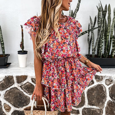 Vestido Floreado con Volantes y Cintura Marcada - Image 4