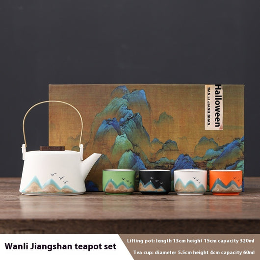 Juego de Té Chino Estilo Moderno con Tazas y Tetera Portátil - Image 9