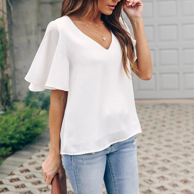 Blusa Suelta con Cuello en V y Mangas Volantes - Image 17