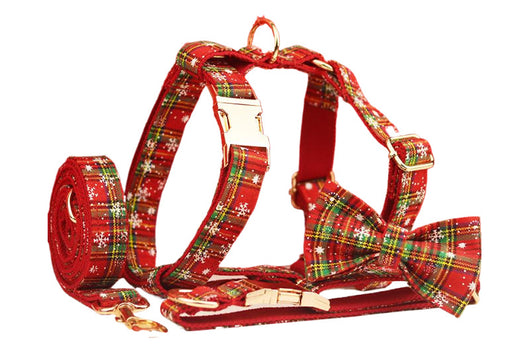 Collar Navideño para Mascotas con Correa - Diseño Copo de Nieve y Lazo - Image 21