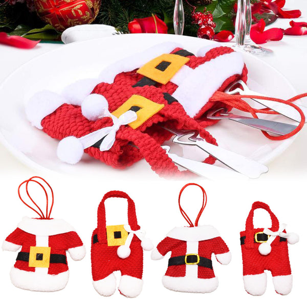 Portacubiertos Navideños de Papá Noel para Decoración de Mesa