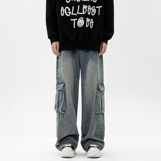 Pantalones Rectos Anchos Estilo Retro para Hombre