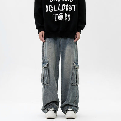 Pantalones Rectos Anchos Estilo Retro para Hombre
