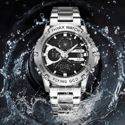 Reloj Empresarial Doble Pantalla Luminoso Resistente al Agua