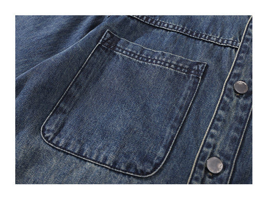 Camisa Denim Retro de Manga Larga Estilo Casual Americano - Image 8