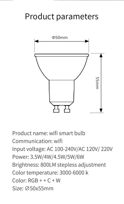 Foco Inteligente LED RGBCCT 5W GU10 con Control por Voz - Image 3