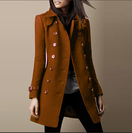 Abrigo de Lana Doble Botonadura para Mujer - Elegante Sobretodo Suelto para Otoño e Invierno - Image 8