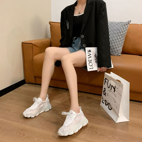 Zapatillas Deportivas Casual Estilo Daddy con Plataforma Gruesa y Malla Transpirable