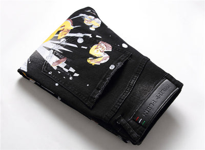 Pantalones Denim Slim Fit con Diseño de Personalidad para Discoteca - Image 11