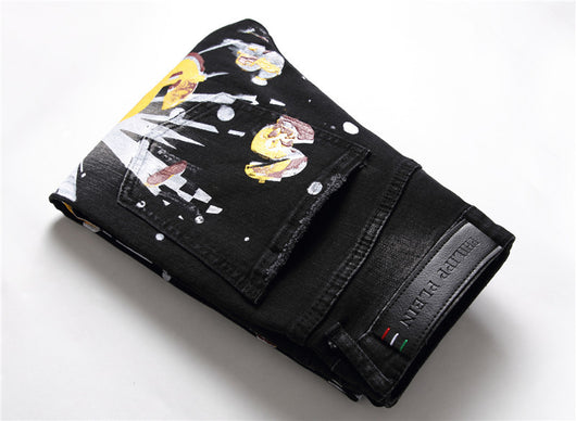 Pantalones Denim Slim Fit con Diseño de Personalidad para Discoteca - Image 11