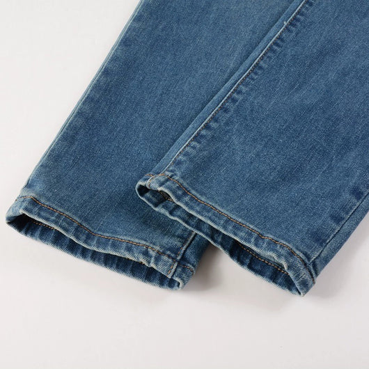 Jeans Vintage Desgastados con Parches de Cuero y Diseño Patchwork para Hombre - Image 13