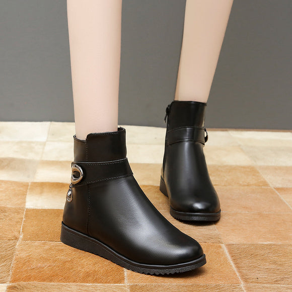 Botas Cálidas de Cuña Baja para Mamá con Forro Polar