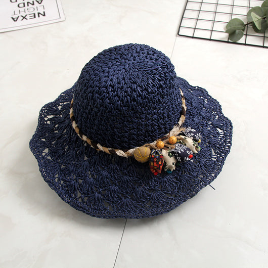 Sombrero de Paja Tejido Calado con Ala Ondulada para el Sol - Image 15
