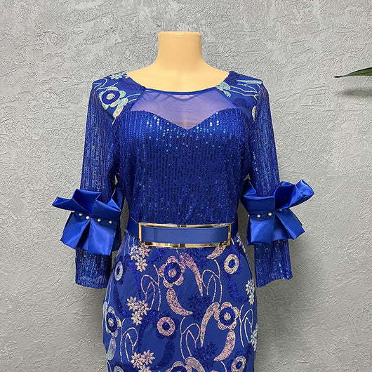 Vestido Formal Elegante Cuello Redondo Manga Corta Ajustado - Image 24
