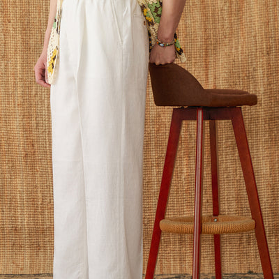 Pantalones de Lino Sueltos Cintura Alta con Cordones - Image 12