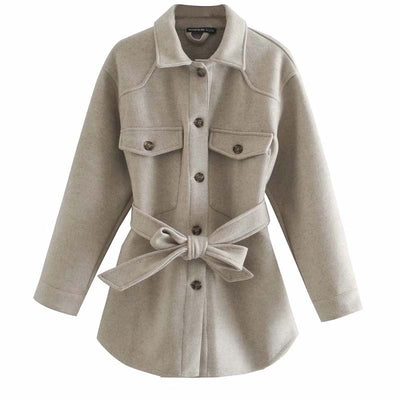 Chaqueta Tipo Camisa Cinturada para Mujer - Abrigo Ligero Otoño Invierno - Image 8