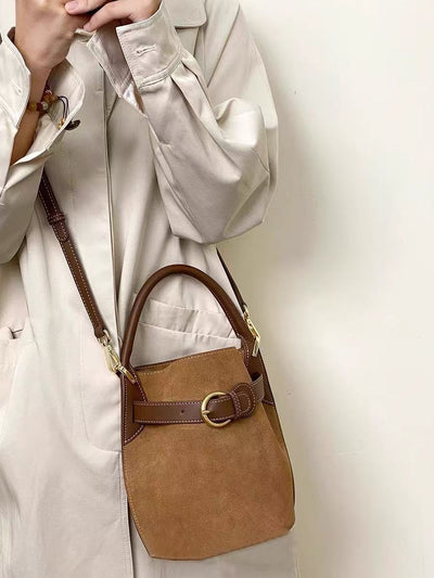 Bolso Mensajero Bucket de Terciopelo Púrpura para Mujer - Image 6