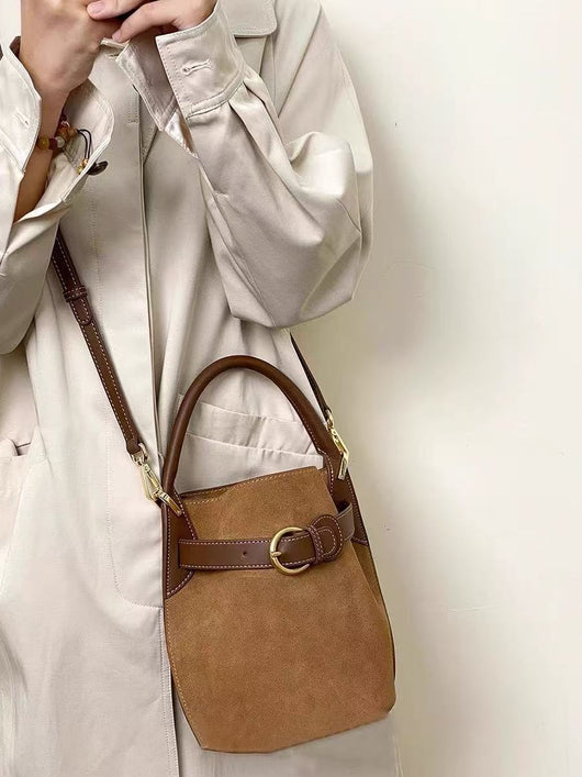 Bolso Mensajero Bucket de Terciopelo Púrpura para Mujer - Image 6