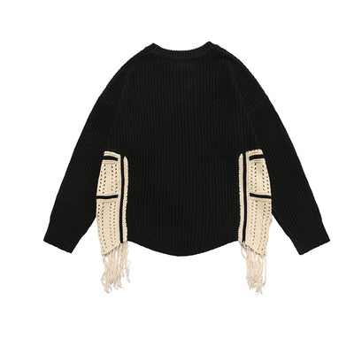Suéter Holgado para Hombre con Detalles de Costura y Borlas - Image 3