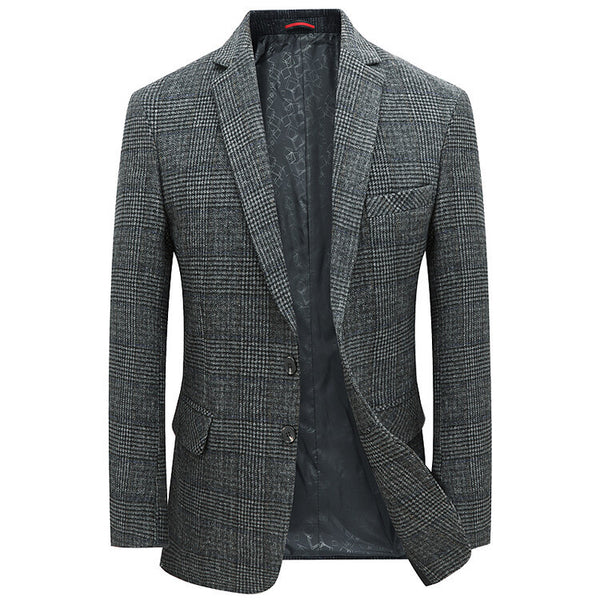 Blazer Cuadros Gris Elegante de Una Botonadura - Image 4