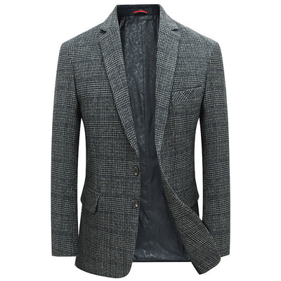 Blazer Cuadros Gris Elegante de Una Botonadura - Image 4