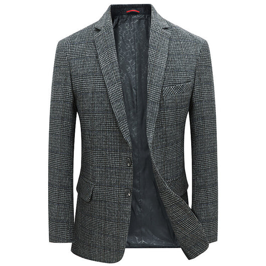 Blazer Cuadros Gris Elegante de Una Botonadura - Image 4