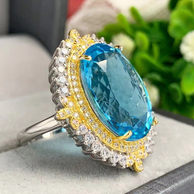 Anillo de Topacio Azul Natural con Plata S925 - Diseño Minimalista para Mujer - Image 7