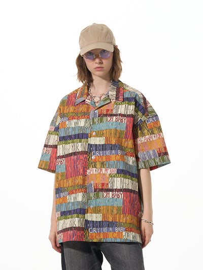 Camisa Suelta con Estampado de Letras y Bloques de Color - Image 10