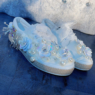 Zapatos Casuales de Lona para Mujer con Perlas y Strass Primavera - Image 5