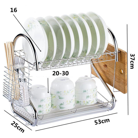 Escurridor de Platos Doble de Bambú con Ventilación - Image 12