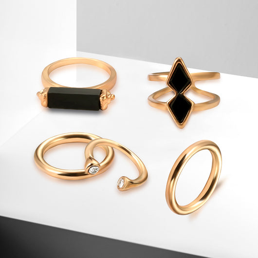 Juego de Anillos Articulados Chapados en Oro 18K con Gemas - Image 7