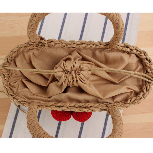 Bolsa de Playa Tejida de Cuerda de Papel Cereza para Vacaciones - Image 4