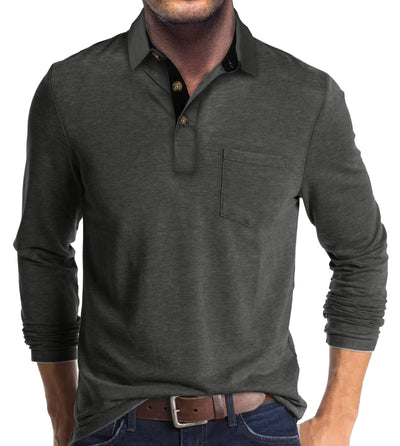 Camiseta Térmica de Cuello Solapa Manga Larga para Hombre - Image 5