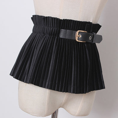 Falda Plisada Terciopelo Retro con Diseño de Hebilla Otoño-Invierno - Image 8