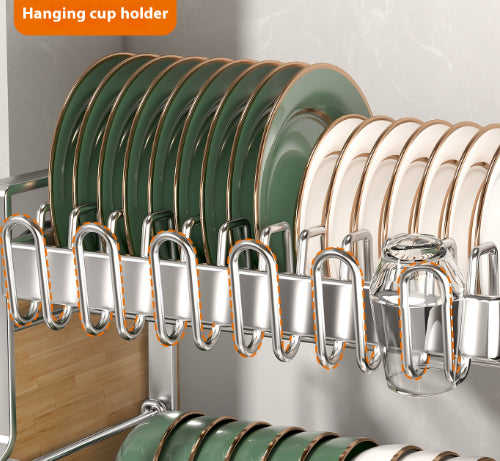 Escurridor de Platos Doble Capa en Acero Inoxidable con Portavasos - Image 12