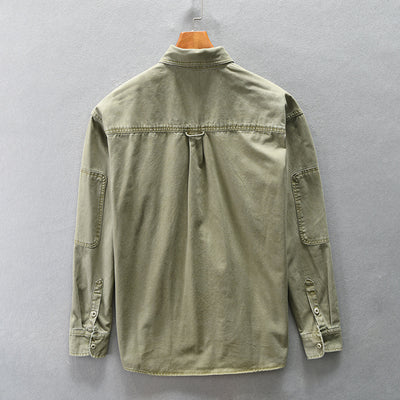 Camisa de Trabajo Retro Estilo Japonés Manga Larga para Hombre - Image 3