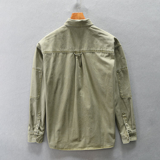 Camisa de Trabajo Retro Estilo Japonés Manga Larga para Hombre - Image 3