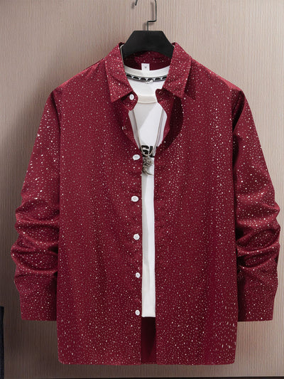 Camisa Casual de Manga Larga con Estampado Lunares Bronceado - Image 9