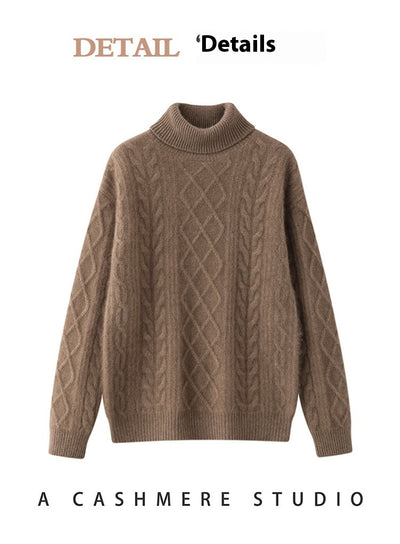 Suéter Cashmere Suelto con Cuello Alto - Tejido Grueso de Tres Capas - Image 26