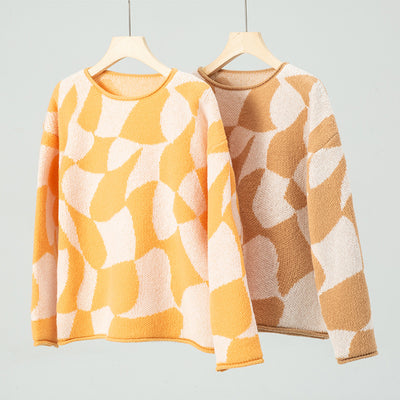Suéter de Cuello Redondo con Contraste de Colores para Mujer - Image 8
