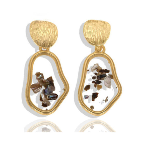 Aretes Geométricos Irregulares con Incrustaciones de Concha Rota - Image 10