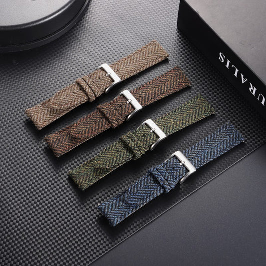 Correa de Reloj Cuero Tweed Estilo Vintage con Liberación Rápida