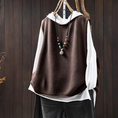 Chaleco Tejido de Algodón con Cuello Redondo Estilo Retro - Image 9