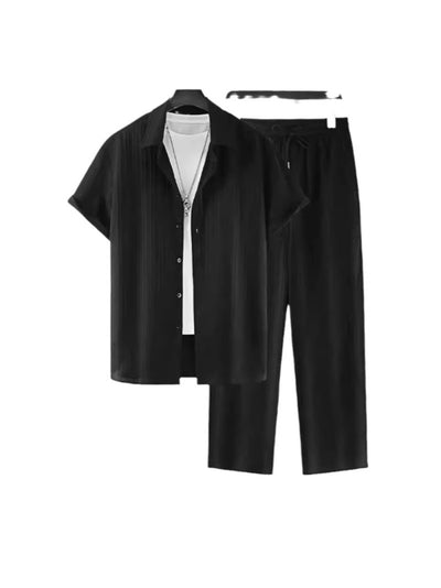 Traje Ejecutivo de Rayas con Camisa Manga Corta y Pantalón - Image 7