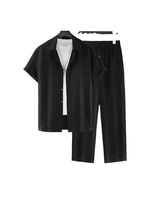 Traje Ejecutivo de Rayas con Camisa Manga Corta y Pantalón - Image 7