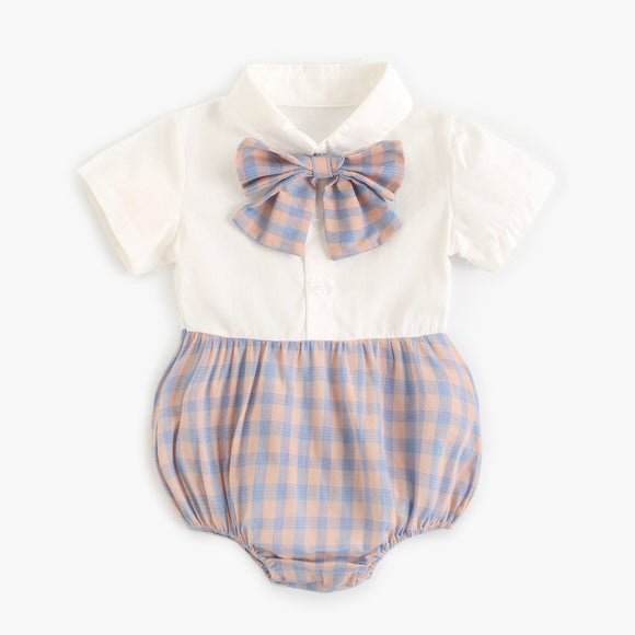 Body Bebé Niña Estilo Uniforme Colegiala a Cuadros