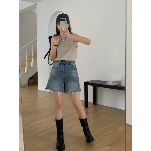 Shorts de Mezclilla Baggy Rotos con Acabado Raw Edge - Image 3