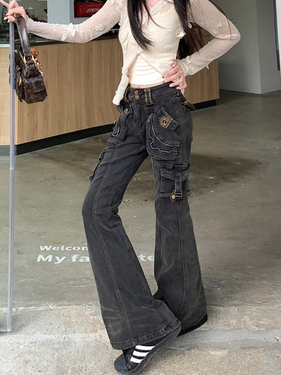 Jeans Acampanados Lavados Estilo Vintage con Múltiples Bolsillos - Image 16
