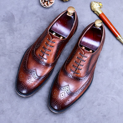 Zapatos Brogue Ejecutivos Hombre Estilo Británico Retro Grabado - Image 3