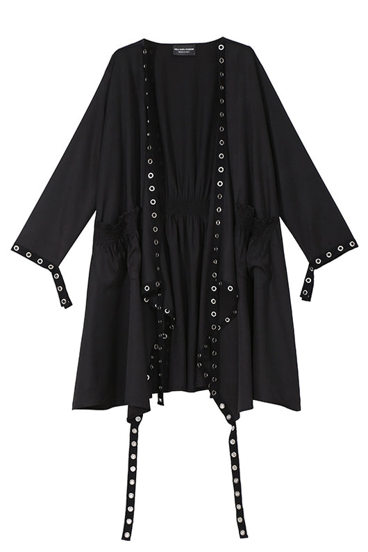 Abrigo Trench Coat Negro Entallado de Manga Larga para Mujer - Image 9